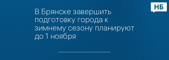 В Брянске завершить подготовку города к зимнему сезону планируют до 1 ноября