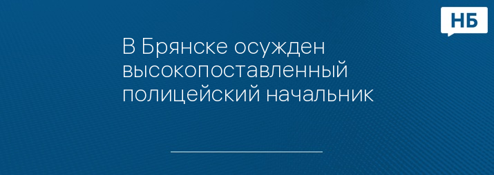 В Брянске осужден высокопоставленный полицейский начальник