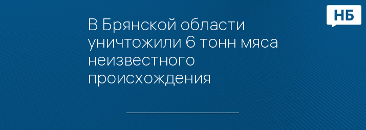 В Брянской области уничтожили 6 тонн мяса неизвестного происхождения