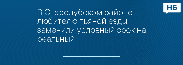 В Стародубском районе любителю пьяной езды заменили условный срок на реальный