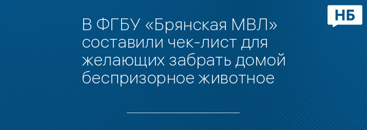 В ФГБУ «Брянская МВЛ» составили чек-лист для желающих забрать домой беспризорное животное