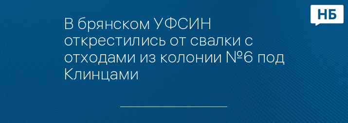 В брянском УФСИН открестились от свалки с отходами из колонии №6 под Клинцами