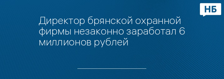 Директор брянской охранной фирмы незаконно заработал 6 миллионов рублей