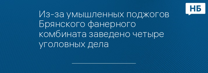 Из-за умышленных поджогов Брянского фанерного комбината заведено четыре уголовных дела