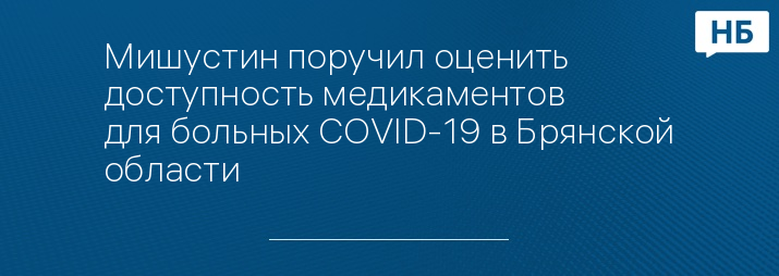 Мишустин поручил оценить доступность медикаментов для больных COVID-19 в Брянской области