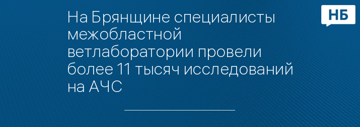 На Брянщине специалисты межобластной ветлаборатории провели более 11 тысяч исследований на АЧС
