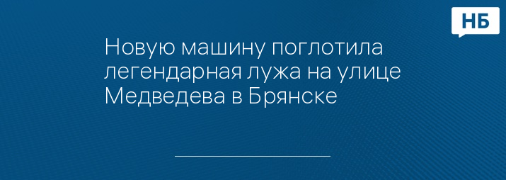 Новую машину поглотила легендарная лужа на улице Медведева в Брянске