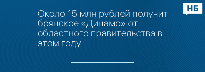 Около 15 млн рублей получит брянское «Динамо» от областного правительства в этом году