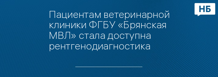 Пациентам ветеринарной клиники ФГБУ «Брянская МВЛ» стала доступна рентгенодиагностика