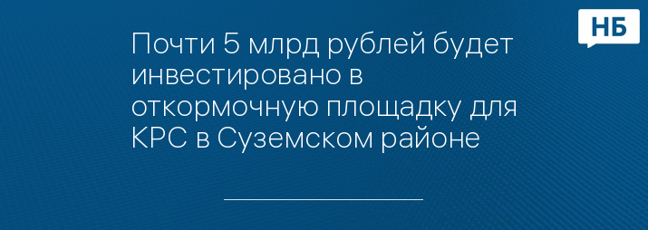 Почти 5 млрд рублей будет инвестировано в откормочную площадку для КРС в Суземском районе