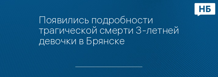 Появились подробности трагической смерти 3-летней девочки в Брянске