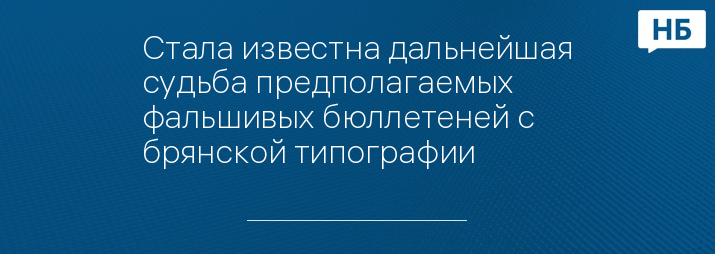 Стала известна дальнейшая судьба предполагаемых фальшивых бюллетеней с брянской типографии