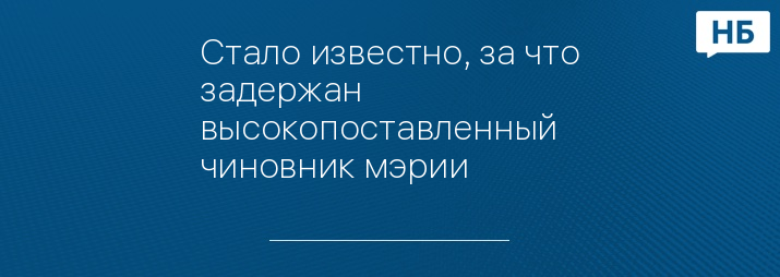 Стало известно, за что задержан высокопоставленный чиновник мэрии