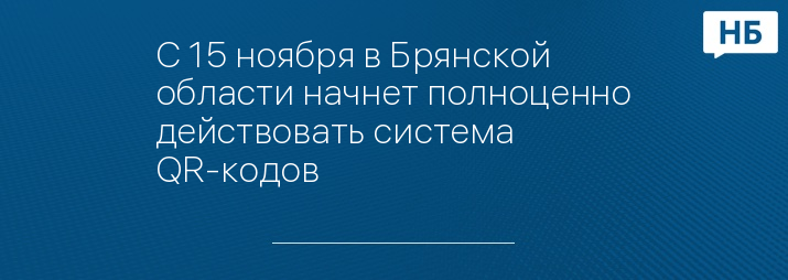 С 15 ноября в Брянской области начнет полноценно действовать система QR-кодов