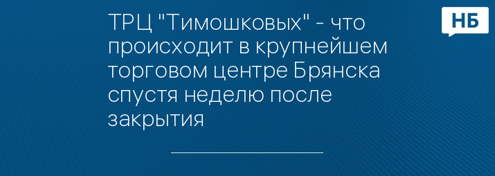 ТРЦ "Тимошковых" - что происходит в крупнейшем торговом центре Брянска спустя неделю после закрытия