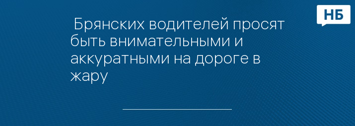  Брянских водителей просят быть внимательными и аккуратными на дороге в жару