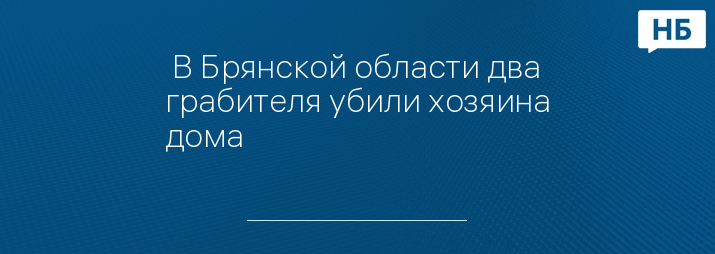  В Брянской области два грабителя убили хозяина дома