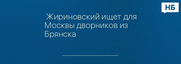  Жириновский ищет для Москвы дворников из Брянска