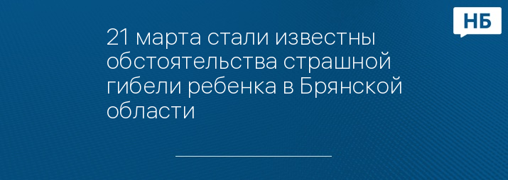 21 марта стали известны обстоятельства страшной гибели ребенка в Брянской области