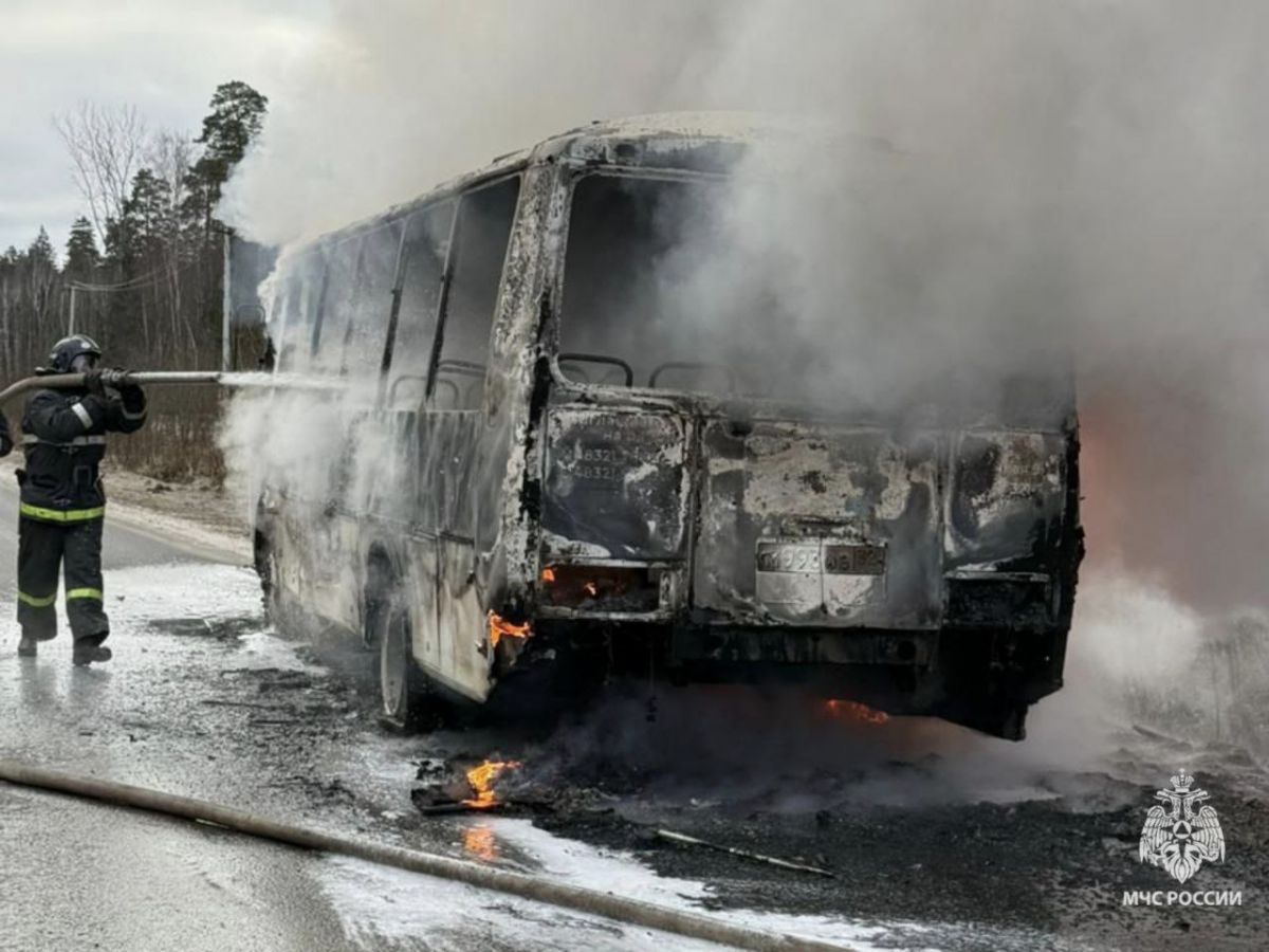 В Брянском районе огнеборцы ликвидировали пожар в автобусе