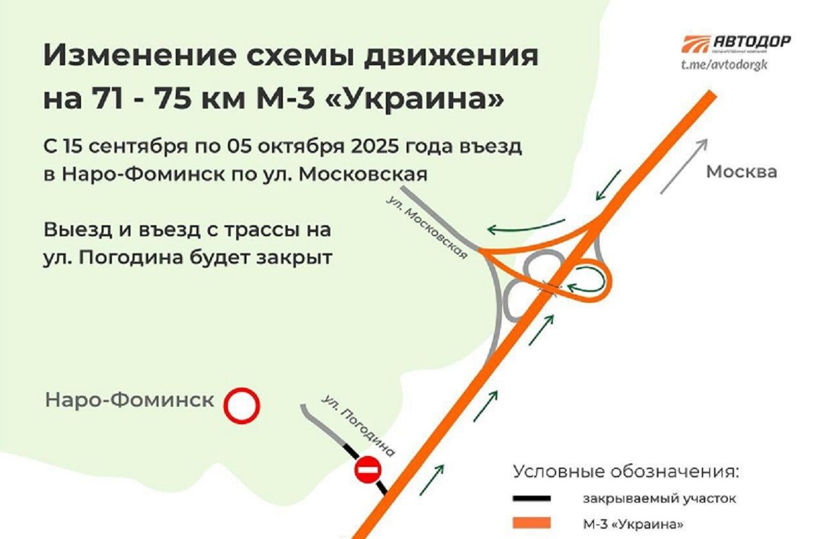 Калужских водителей предупреждают об изменении схемы движения на М-3 «Украина»