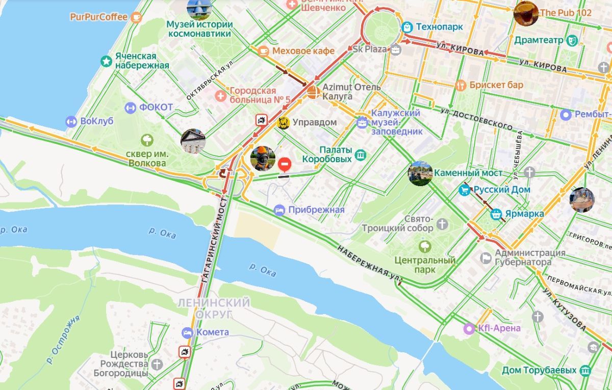 Три аварии «закупорили» Гагаринский мост в Калуге