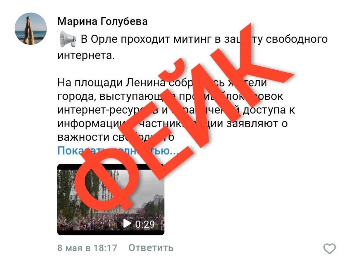 В Орле патриотическое мероприятие выдают за митинг в защиту свободного интернета