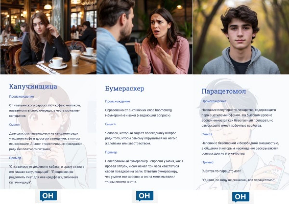 Делулу, капучинщица и парацетомол: карточки «ОН» о новых неологизмах орловцев