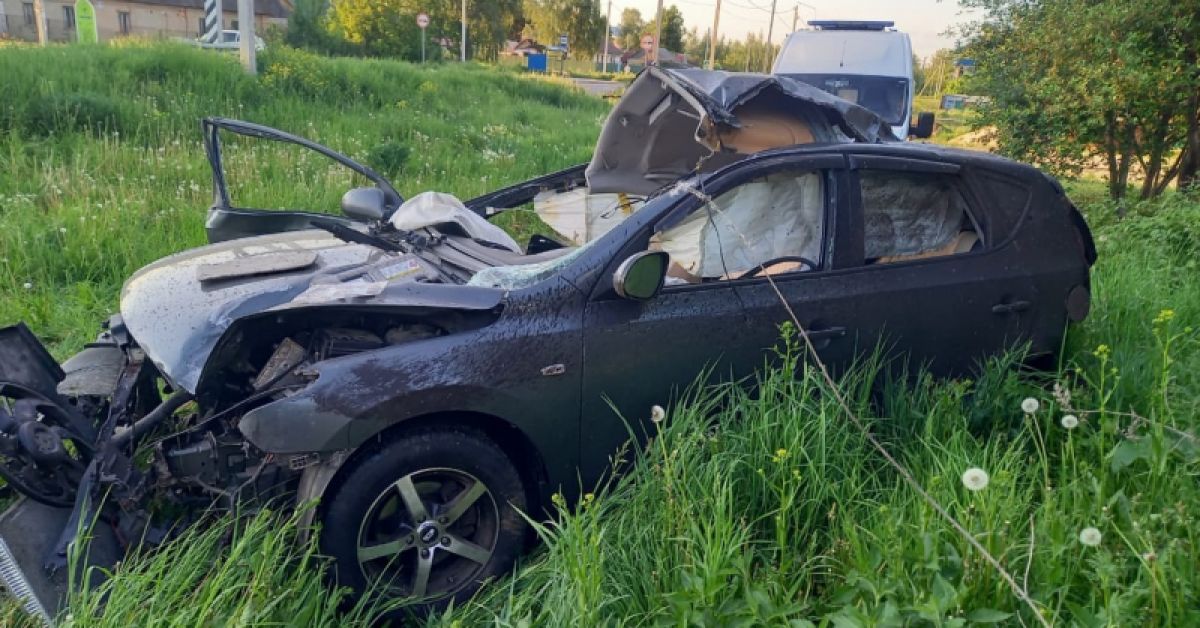 В Рязанской области легковушка поймала столб