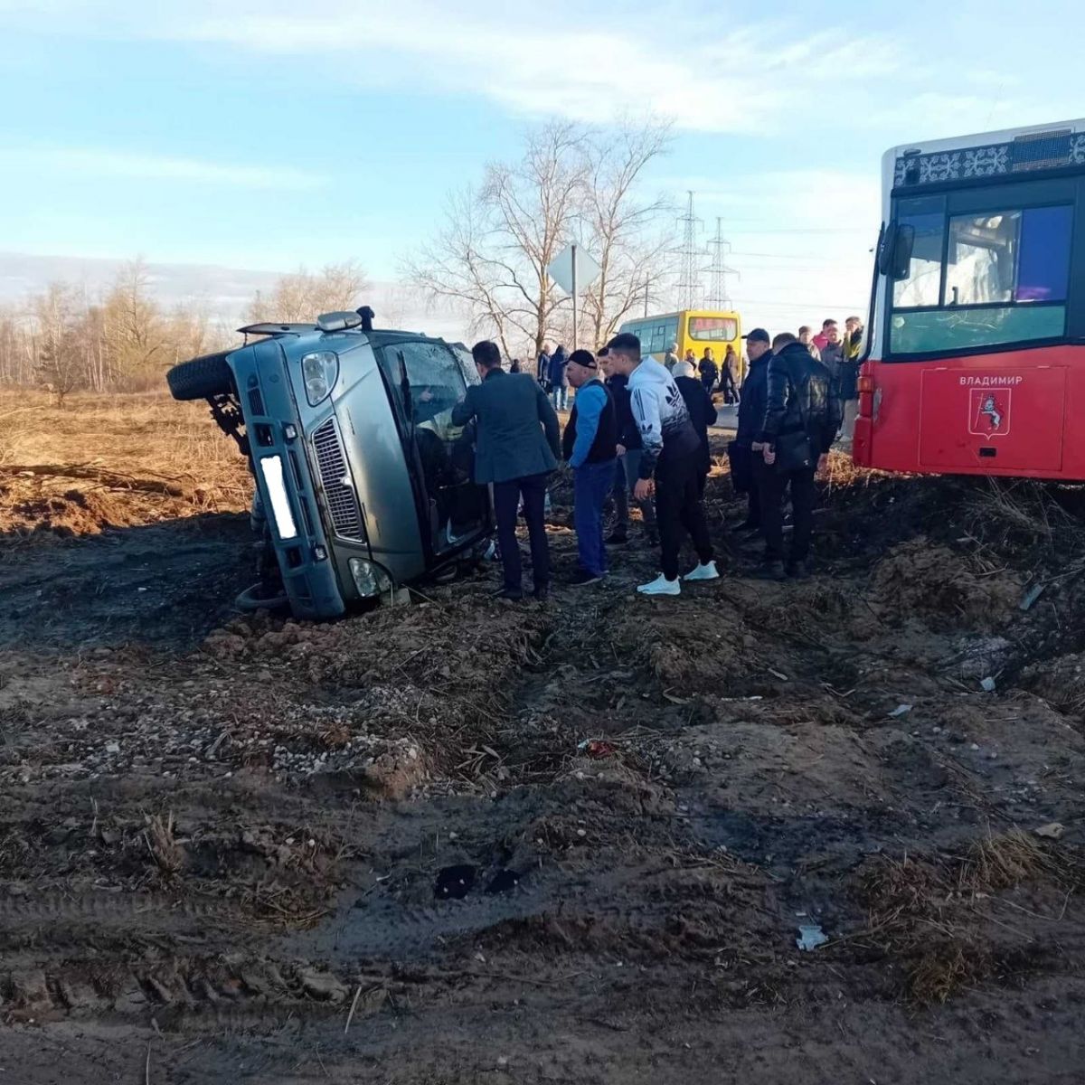 Появились кадры аварии с автобусом во Владимирской области